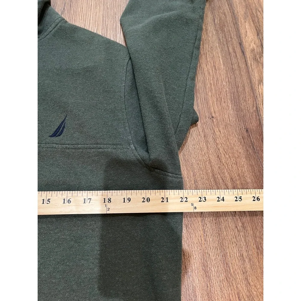 Nautica Mens J-Class Quarter Zip‎ Pullover Sweatshirt Olive Green Fleece Sz. M